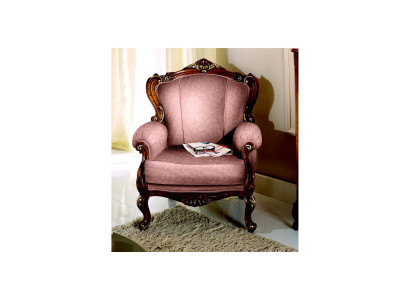 Schicke Designer Luxus Barock Rosa Sessel Italienische Holz Wohnzimmer Möbel Neu