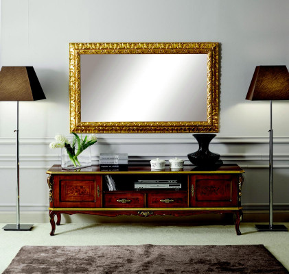 Luxus 2tlg Set Sideboard Lowboard rtv Spiegel Italienische Holz Möbel Holzmöbel