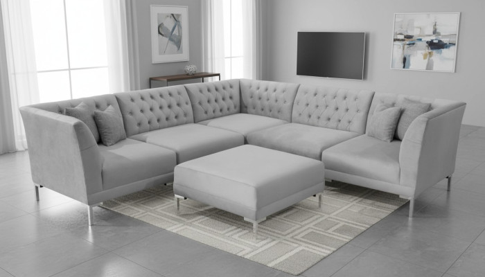 Grau Chesterfield Sofas Luxus Möbel Neu Ecksofa Hocker Grau Big Textill Stoff