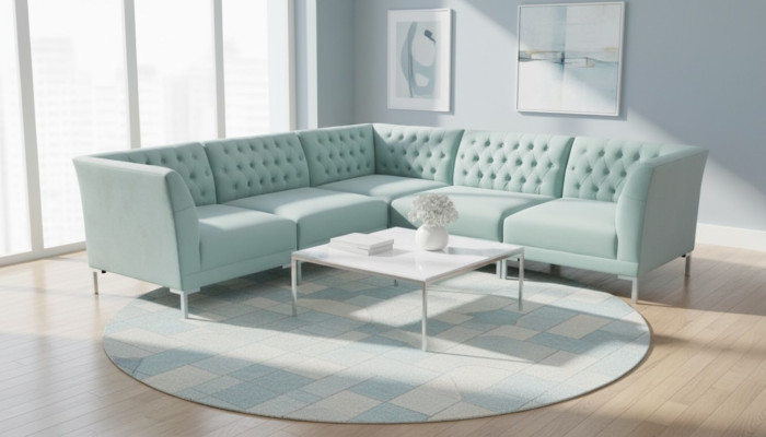 Turkis Blaue Eckcouch wohnzimmer Stil Möbel Chesterfield Landhaus Garnitur 2tlg.