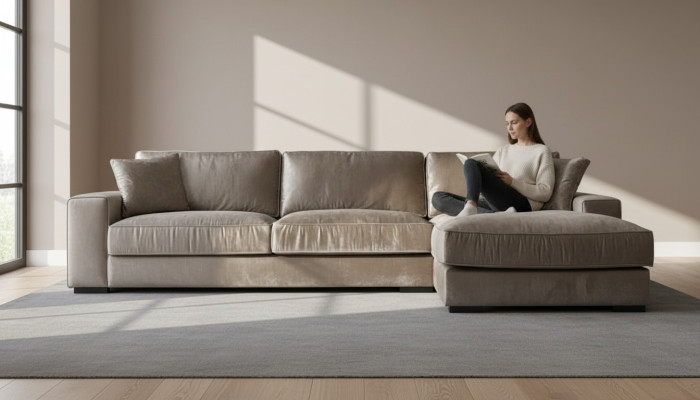 Braune Ecksofa Stoff Wohnzimmer Sofas Italienisches Design Couchen Polster Sofa