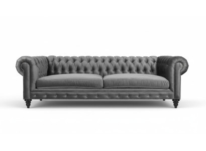 Dreisitzer Chesterfield Kreative Möbel Textil Stoff Grau Neu Wohnzimmer Modern