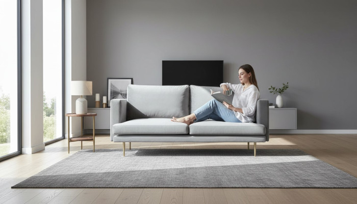 Grau Dreisitzer Sofa Wohnzimmer Design Couchen Polster Sofas Italienische Möbel