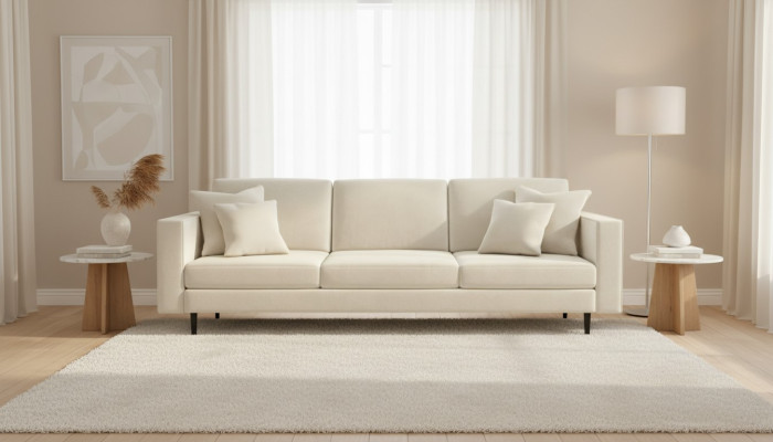 Beige Viersitzer Sofa Stoff Wohnzimmer Design Couchen Polster Sofas Neu Stoff