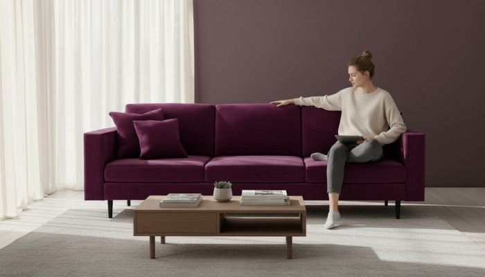 Bordaux Weinrot Stoff Wohnzimmer Sofas Italienische Möbel Design Couchen Polster