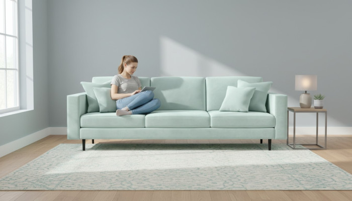 Grüne Stoff Italienische Möbel Wohnzimmer Design Couchen Polster Sofa Sofas xxl