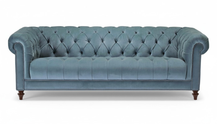 Chesterfield Turkis Design Couchen Polster Sofa Neu Dreisitzer Stoff Wohnzimmer