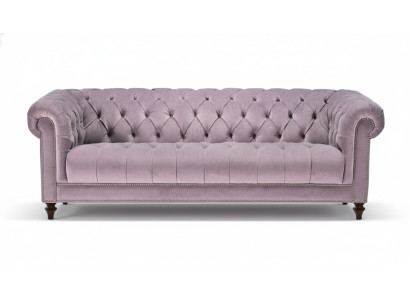 Lila Dreisitzer Stoff Chesterfield Design Couchen Polster Sofas Original Samt