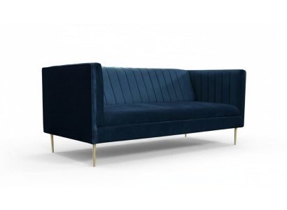 Zweisitzer Sofa Sofas Textil Navy Blau Stoff Wohnzimmer Design Couchen Polster