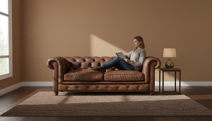 Chesterfield Braun Dreisitzer Leder Wohnzimmer Modern Design Couchen Sofa Neu