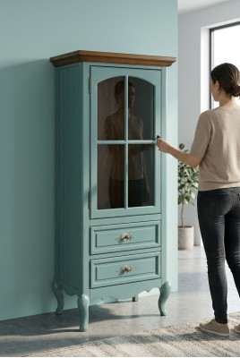 Vitrine anrichte glas schrank kommode hoch schränke echte holz möbel kommoden
