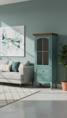 Vitrine anrichte glas schrank kommode hoch schränke echte holz möbel kommoden