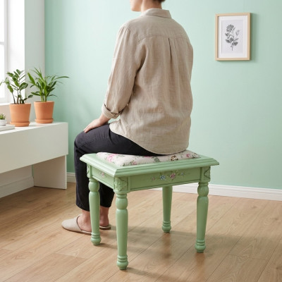Hocker Poufa Fußhocker Hocker Polsterhocker Sitzhocker Beistell Textil Echtholz