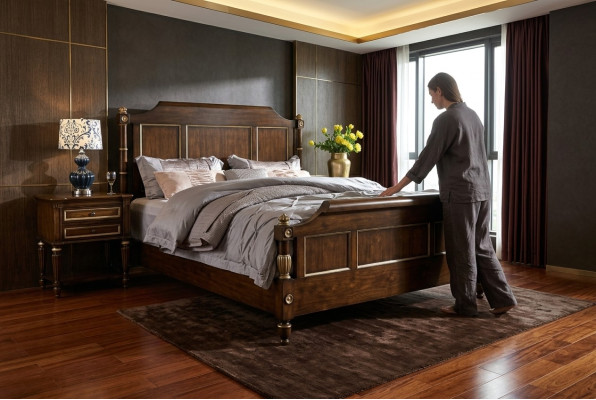 Designer Bett Klassisch Holz Hotel Betten Doppel Schlaf Zimmer Luxus 180x200 Neu