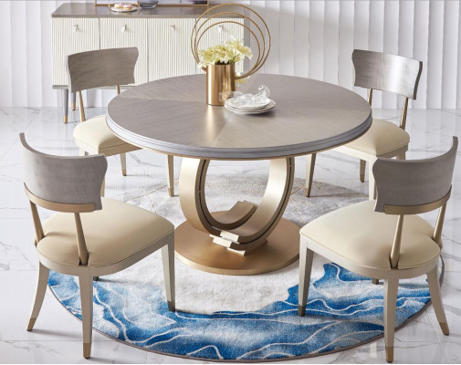 Design Rund Tisch 4x Stühle Ess Zimmer Sitz Runde Tische Garnitur Holz
