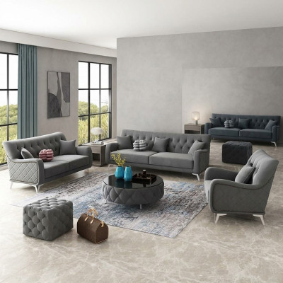 Sofa Couch Samt Polster Sitz 321 Sitzer Design Couchen Sofas Stoff Neu