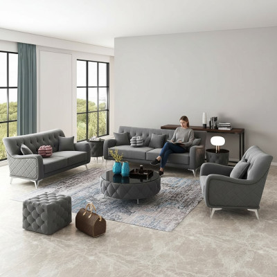 Sofagarnitur 7tlg. Set Sofa Sitzer Couchtisch Couch Modern Sofas Samtsofa Neu