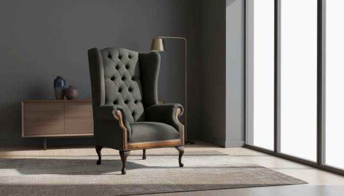 Stuhl 1x Wohnzimmer Polsterstuhl Fernseh Lounge Textil Sitz Sessel