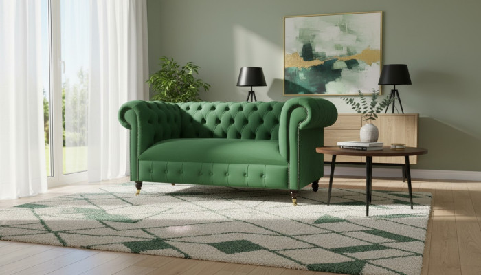 Chesterfield 2 Sitzer Designer Sofa Couch Polster Sofas Couchen Stoff Textil