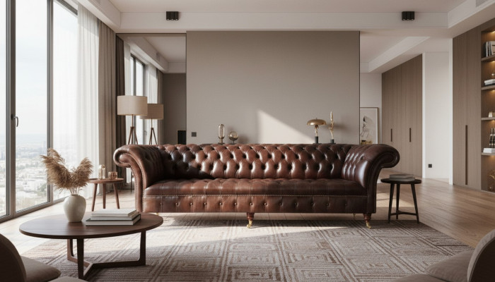 Sofas Chesterfield Polster Design XXL Luxus Sofa 4 Sitzer Leder Couchen Couch
