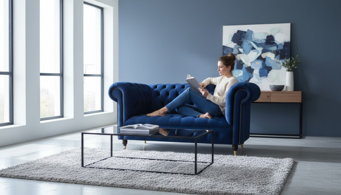 Klassische Textil Couch - Samt Chesterfield Stoff Sofa 2 Sitzer Neu jvmoebel ®