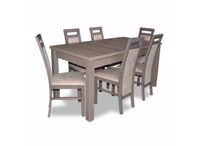Edel Holz Tisch Garnitur Set 7tlg. Wohn Ess Zimmer 6x Sessel Stuhl Sitz