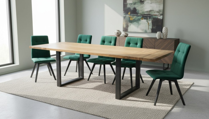 Design Ess Zimmer Stuhl Set Metall Tische Sessel 6x Stühle Tisch Garnitur 7tlg.