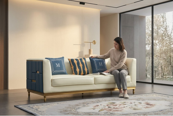 Design Klassiker Modern Big xxl 3 Sitzer Couch Kunstleder Sofas Couchen
