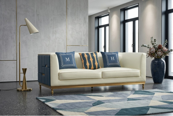 Design Klassiker Modern Big xxl 3 Sitzer Couch Kunstleder Sofas Couchen