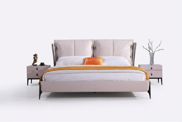 Bett Leder 2x Nachttisch 3 tlg Schlafzimmer Set Möbel Modern Luxus Betten