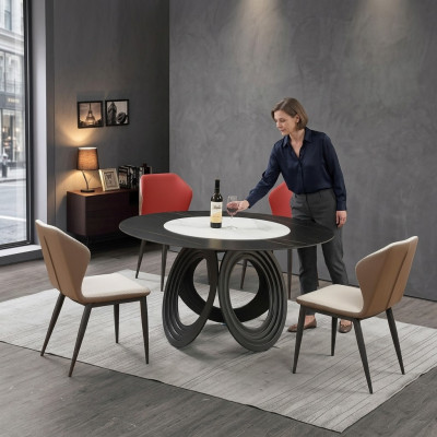 Designer Holz Ess Wohn Zimmer Set Deko Tisch 4x Lehn Stühle Set Garnitur