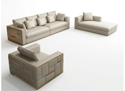 Design Luxus Sofagarnitur Leder Sofa Polster Couch Design Möbel Set