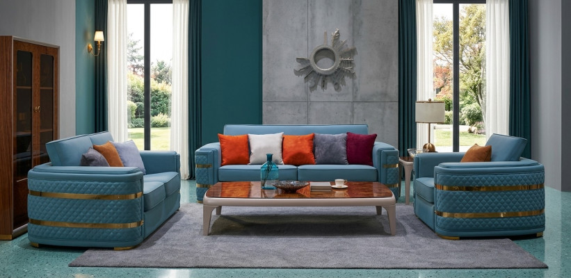 Klassische Sofa Polster 3+2+1 Sitzer Couchen Leder Sitz Garnitur Wohnzimmer