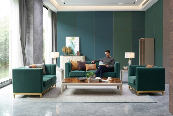 Sofagarnitur 3+2+1 Relax Sitzer Set Design Sofas Polster Couchen Leder
