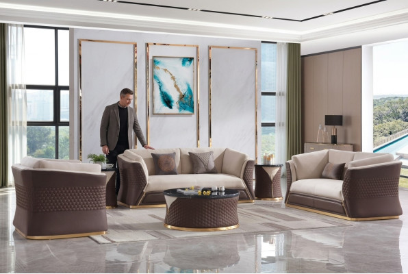 Sofagarnitur 3+2+1 Sitzer Ledersofa Couch Deko Wohnlandschaft Garnitur