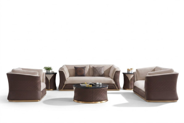 Sofagarnitur 3+2+1 Sitzer Ledersofa Couch Deko Wohnlandschaft Garnitur
