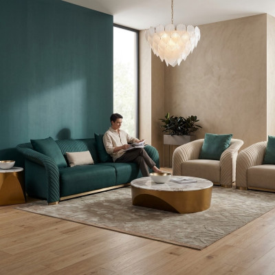 Design Polster Luxus Sitz Sofa Couch Textil Sofa 3 Sitzer Kunstleder
