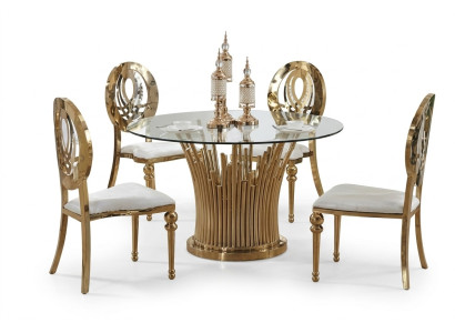 Rund Edelstahl Tisch Runde 5tlg Runder Esszimmer Tisch + 4 Stühle Set