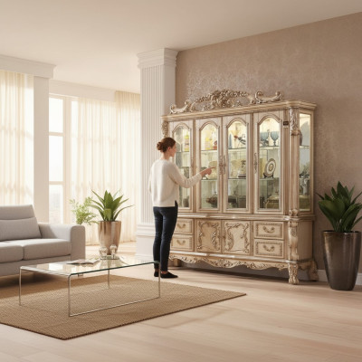 klassisch Design Vitrine Glasschrank Vitrinen Schrank Schaukasten Regal Barock