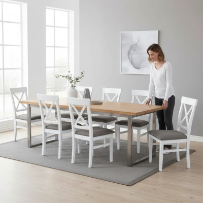 Esszimmer Stühle Textil Set 8x Stuhl Designer Holz Stoff Polster Stühle Gastro