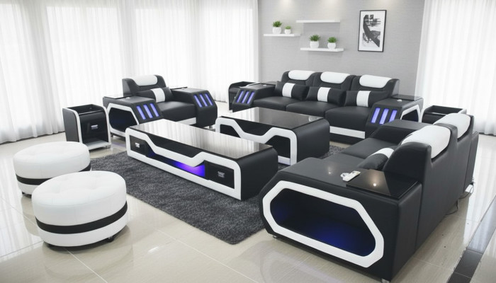 Sofagarnitur Set 3+2+1 Sitzer Couchtisch Garnitur Design Moderne 4tlg Modernes