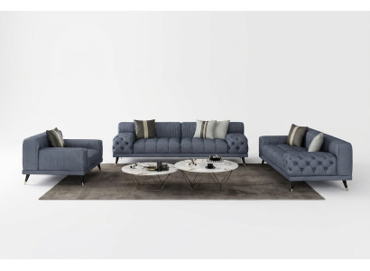 Luxus moderne Sofas Sitzgarnitur 321 Sitzer Sofas Polster Chesterfield Leder Neu