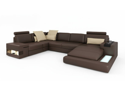 Design Ecksofa U-form Bettfunktion Couch Leder Sofas Schlafsofa Stoff Neu