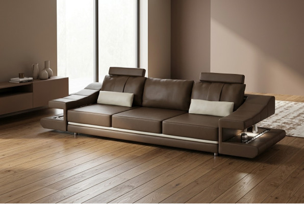 Moderne Luxus Designer Sofa 3 Sitzer Möbel Polster Textil Braune Couchen Ecke