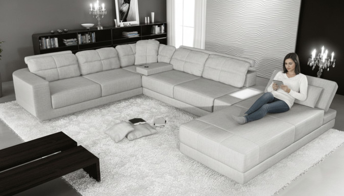 Eck Sofa Couch Polster Ecke Leder Sofa Couchen Möbel Neu Wohnlandschaft U Form