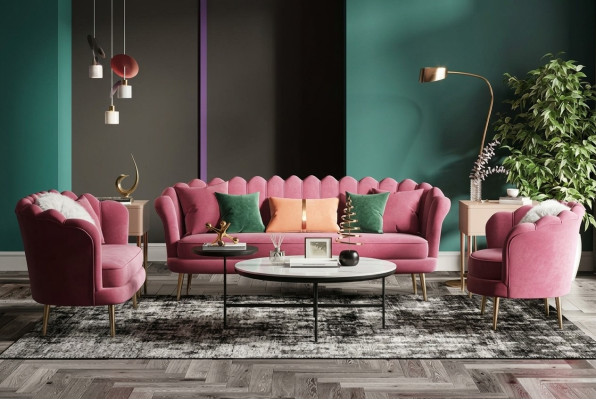 Möbel Sitz Design Couch Lounge Sofas Textil Samt Sofagarnitur 3+2+1 Sitzer Sofa
