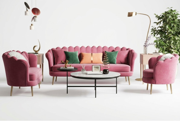 Möbel Sitz Design Couch Lounge Sofas Textil Samt Sofagarnitur 3+2+1 Sitzer Sofa