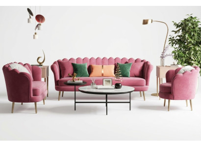 Möbel Sitz Design Couch Lounge Sofas Textil Samt Sofagarnitur 3+2+1 Sitzer Sofa