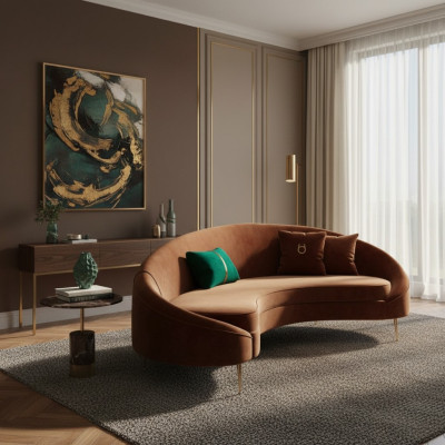 Ecksofa 3 Sitzer Polster Samt Modern Relax Sitz Luxus Möbel Wohnlandschaft Eck