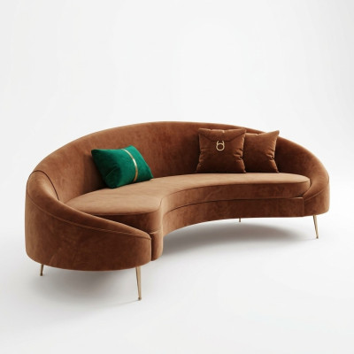 Ecksofa 3 Sitzer Polster Samt Modern Relax Sitz Luxus Möbel Wohnlandschaft Eck